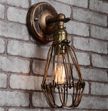 特价小壁灯美式个性复古餐厅过道咖啡厅铁艺灯具loft工业铁笼壁灯