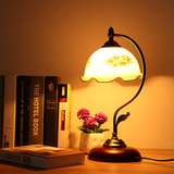LED欧式台灯复古温馨浪漫创意书房卧室床头客厅玻璃装饰台灯9345