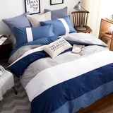 四件套纯色纯棉床单被套床上用品2.0m双人 日式素色1.8米全简约床