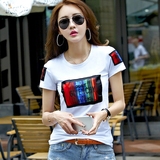 韩式女士短袖收身女装t恤25-29周岁搭配牛仔裙短裤的上衣女夏体桖