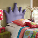女孩布艺床儿童床皇冠公主高箱床 单人实木童床紫色 可定制