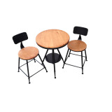 美式复古铁艺实木咖啡餐饮桌椅套件组合休闲餐桌阳台户外酒吧桌椅