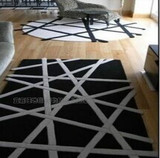 腈纶地毯时尚简约个性创意黑白条纹客厅卧室茶几地毯地垫定做定制