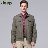 JEEP吉普专柜正品春秋薄款男装纯棉纯色立领单夹克外套JS12WJ006