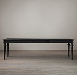 美式乡村黑橡木色开放哑光漆餐桌 法式风化白仿古做旧2米10人桌子