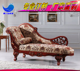 古典中式实木布艺贵妃椅卧室躺椅简欧式红木雕花沙发贵妃榻  包邮
