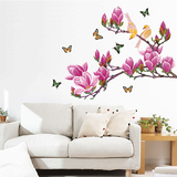玉兰花风景可移除墙纸自粘卧室客厅沙发电视背景墙贴画家庭装饰