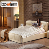 芭菲家具皮床真皮床小户型 双人床1.8米床软床1.5气动高箱储物床