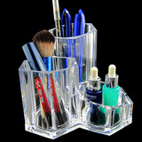 透明水晶化妆盒桌面收纳办公座笔化妆刷眉杂物筒SF2135架口红批发