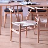 Y椅 实木餐椅组合交叉靠背扶手椅北欧设计师简约宜家创意休闲椅子
