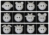 DIY手绘纸浆面具 12生肖 十二生肖动物卡通纸脸谱 空白 白色 面具