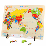 激光雕刻木质中国地图拼图立体拼版积木早教益智世界名画儿童玩具