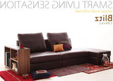 小户型沙发床 皮艺折叠多功能日式客厅双人储物沙发床实木家具