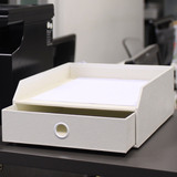 办公室用品白色简约桌面单层抽屉式收纳柜A4文件托盘架收纳盒创意