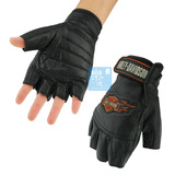 ｛乐途｝美国哈雷摩托车骑士手套 半指皮质火焰手套 夏季机车手套