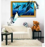 室客厅装饰墙纸海洋世界墙贴纸3D立体海底总动员海豚儿童墙贴画卧