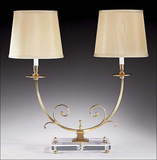 艺铜欧式美式新古典复古 全纯铜水晶别墅样板房卧室书房双头台灯
