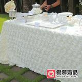 立体玫瑰花签到台桌布拍照背景布婚礼派对宝宝生日甜品台装饰桌布