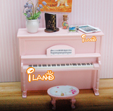 1:12娃娃屋diy小屋迷你静态模型场景配件 立式钢琴模型乐器摆件