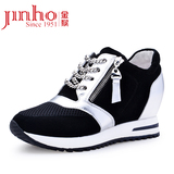 Jinho/金猴春季新品 羊反绒真皮女士单鞋 内增高修身显瘦耐磨女鞋