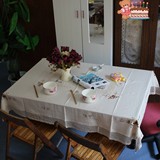 特价外贸棉麻带手绣桌布田园风格餐桌布/台布/茶几桌布多尺寸超值