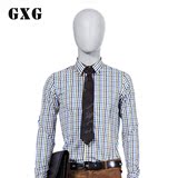 GXG男装[特惠]春装新款格子衬衣 男士商务休闲格纹修身长袖衬衫
