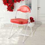 好事达酷炫扇形钢折椅红色 宜家餐椅靠背折叠折椅 椅子凳子办公椅