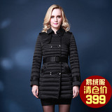 亚皇2015冬季新款特价黑色女装中长款时尚轻薄修身鹅绒羽绒服女