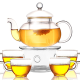 花茶壶套装耐热玻璃功夫茶具整套6件组合透明过滤茶壶茶杯底座