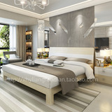 白枫木实木颗粒板1.5米双人床高箱液压储物板式床1米8特价5023