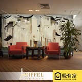 云南灰墙建筑背景大型壁画手绘风格壁纸客厅餐厅中式油画无缝墙纸