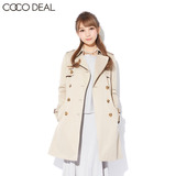 COCODEAL 日系女装 经典时尚纯色双排扣中长款风衣外套 36119101