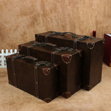欧式复古手提箱仿古木箱收纳箱 储物箱子皮箱 橱窗陈列拍摄道具