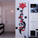 蔷薇花藤3D水晶亚克力立体墙贴玄关走廊电视背景墙客厅沙发画家饰