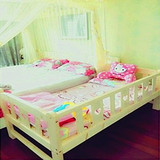实木儿童床带护栏大床拼接小床男孩女孩加宽床婴儿单人床分床定做