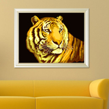 自油自画 数字油画diy手绘大幅客厅卧室动物手工定制装饰画 老虎