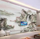 大型3D立体山水壁画电视背景壁纸客厅卧室酒店大堂无缝油画布墙纸