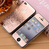 松羚 苹果4s镜子电镀钢化玻璃防爆前后膜iPhone4代镜面3D磨砂菱形