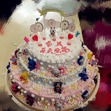 天津北京蛋糕实体店全市配送双层迷糊娃娃泡泡浴宝宝周岁白天蛋糕