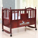 小时候婴儿床全实木护栏童床宝宝床带滚轮多功能婴儿摇床