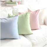 简约纯色加厚沙发抱枕套 蓝绿粉白靠垫不含芯 床头大靠枕45*55/65