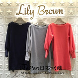iJapan日本代购 Lily Brown春款 泡泡袖圆领针织连衣裙LWCO161179