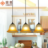 欧式三头铁艺花朵吊灯 餐厅卧室厨房饭店灯饰 现代简约创意灯具