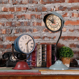 欧式创意时尚台灯座钟摆件咖啡厅客厅台式钟复古时钟软装饰品包邮