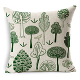 绿色植物叶子棉麻抱枕靠垫 美式乡村办公室座椅沙发靠枕 床头腰枕