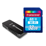 Transcend無線傳輸Wi-Fi SD  Card 32G SDHC Class 10+RDP5讀卡機