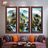 新中式纯手绘油画写意山水国画风景客厅玄关走廊过道装饰画有框画