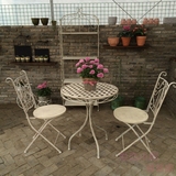 铁艺桌椅三件套 美式乡村复古做旧 咖啡厅阳台庭院花园户外桌椅
