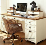 欧式简约现代实木书桌  美式电脑桌写字台 地中海书房定制家具