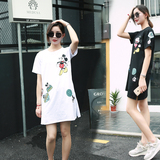 品牌2016夏季短袖女装宽松新款中长款圆领T恤太平鸟官方旗舰店